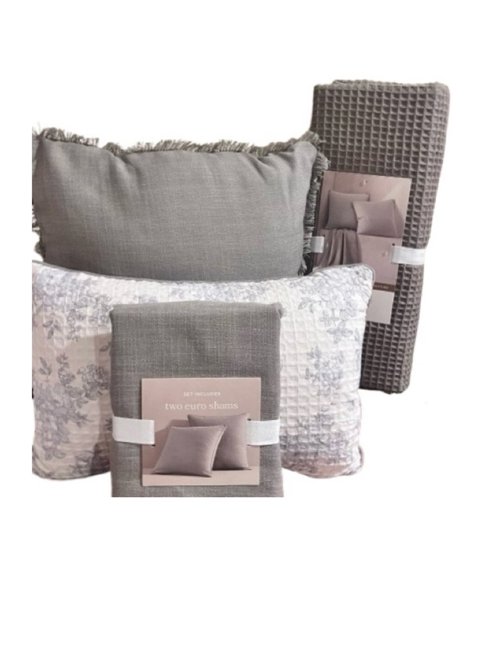 🆕- Bedding Accessories Set- 2 Accent Pillows, 2 Euro Shams & Throw Blanket